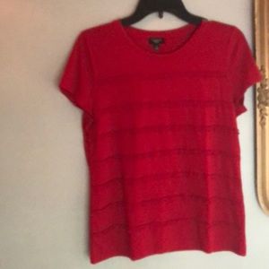 🌹Talbots cap sleeve red tee